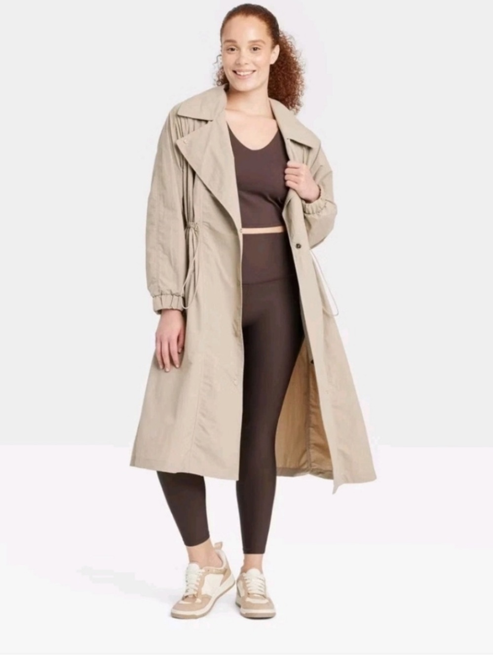 All In Motion Women’s Lightweight Beige Trench w/ Drawstring Waist Size XXL NWT - Picture 4 of 15